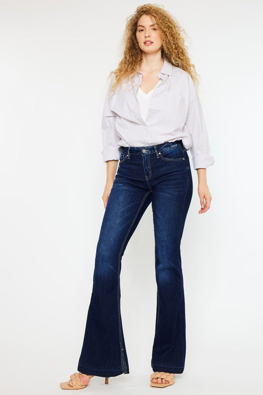 Mid Rise Hem Detail Flare | Jeans