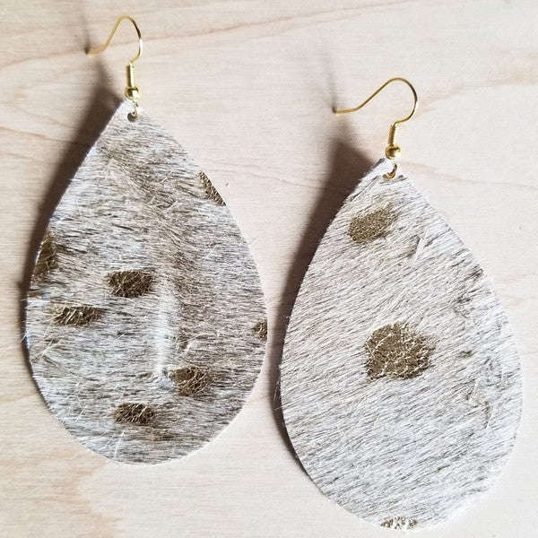 Cream/Gold Hair On Hide | Earrings