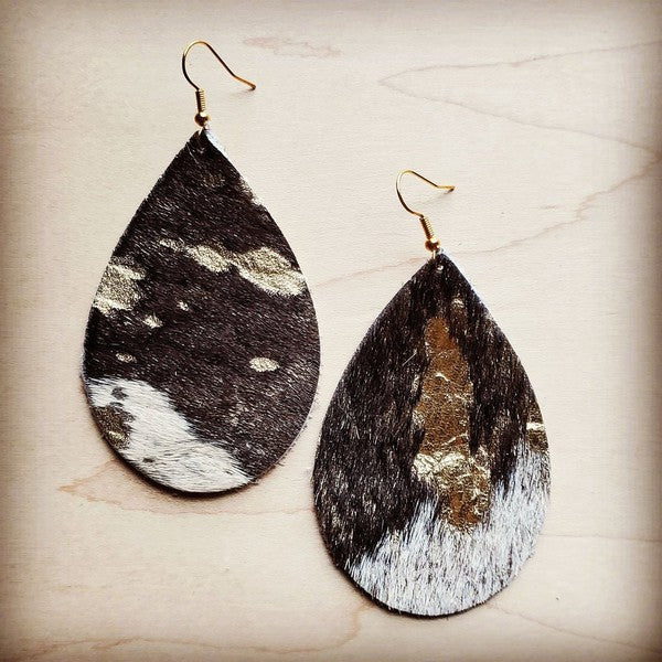 Mixed Metallic Hair on Hide | Earrings