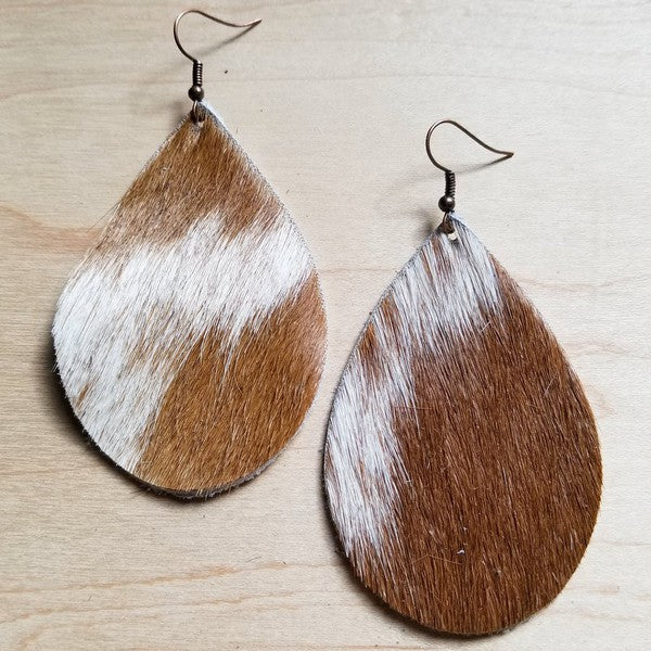 Tan/White Hair on Hide | Earrings