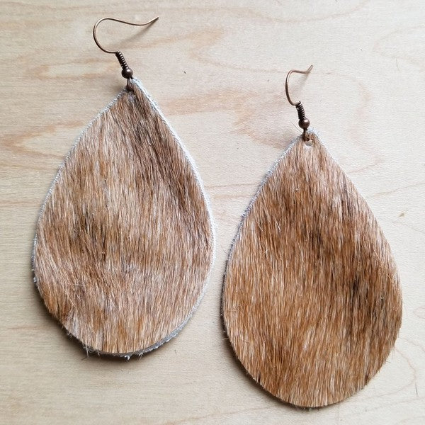 Tan/White Hair on Hide | Earrings