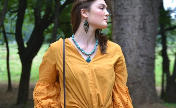 Turquoise Brown Floral | Earrings