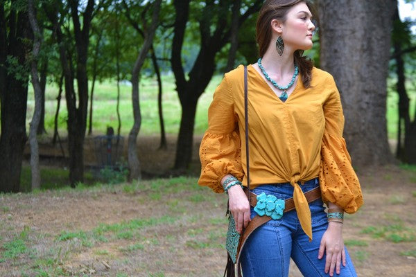 Turquoise Brown Floral | Earrings