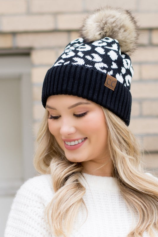 Leopard Print | Pom Beanie
