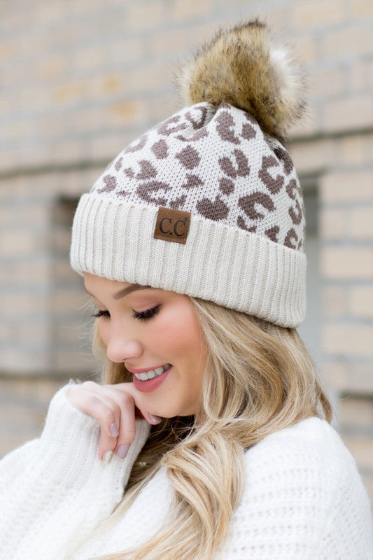 Leopard Print | Pom Beanie
