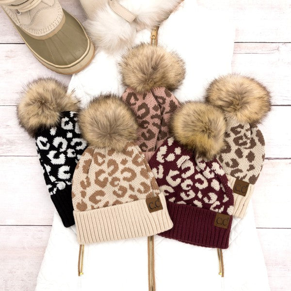 Leopard Print | Pom Beanie