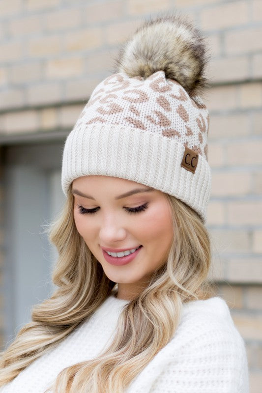 Leopard Print | Pom Beanie