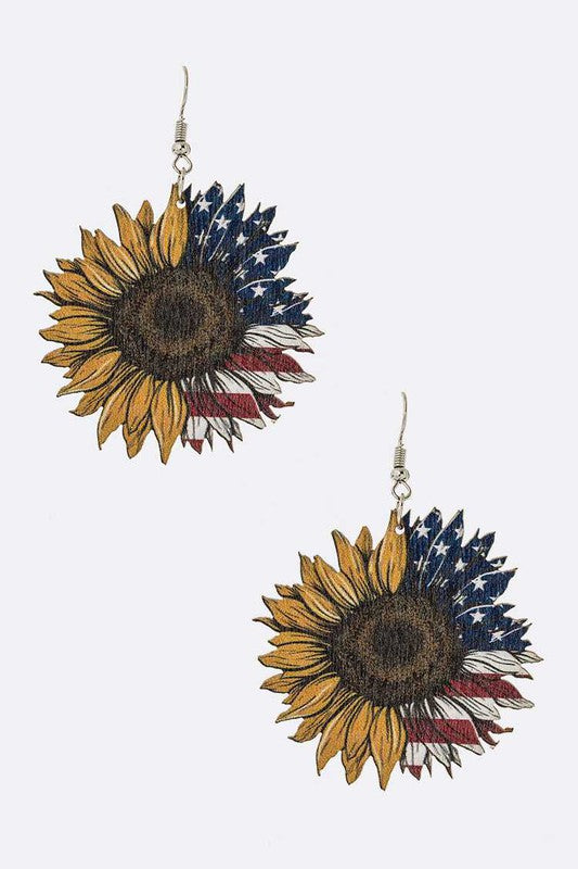 Flag Print Sunflower | Earrings