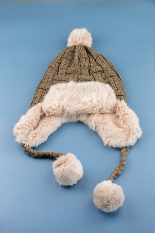 Cable Weave Pom Trapper | Hat