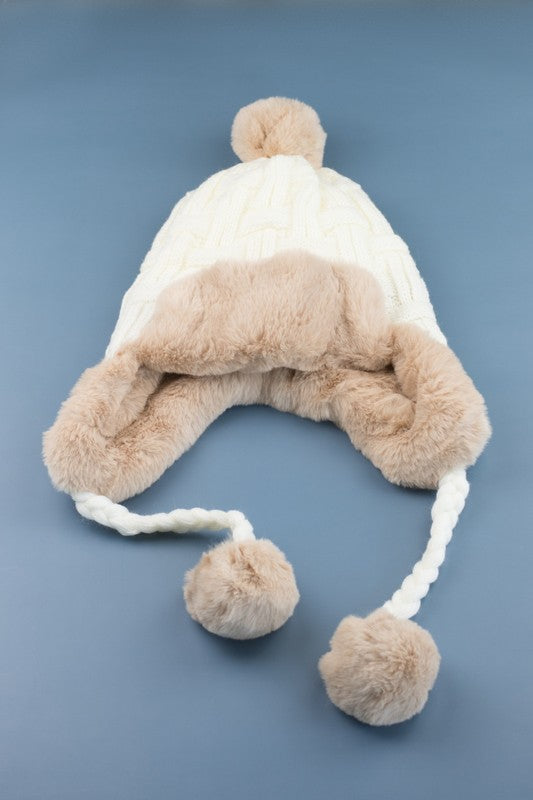 Cable Weave Pom Trapper | Hat