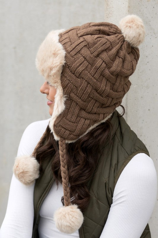 Cable Weave Pom Trapper | Hat