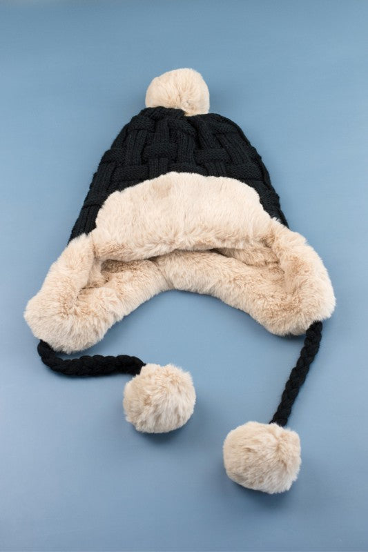 Cable Weave Pom Trapper | Hat
