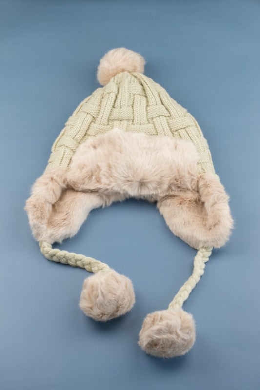 Cable Weave Pom Trapper | Hat