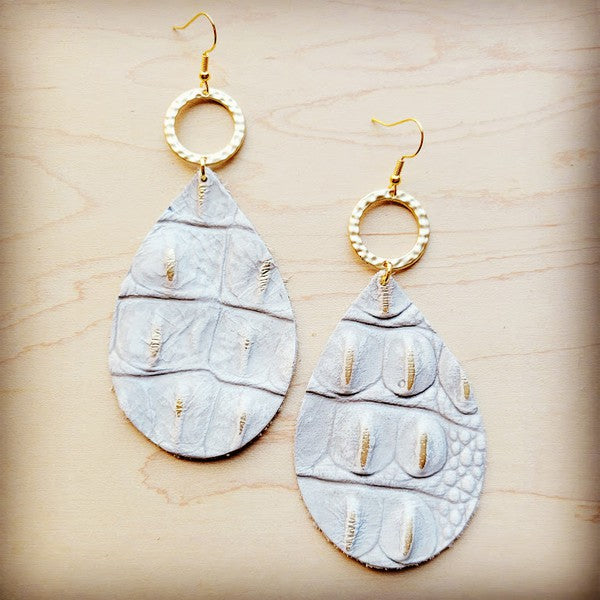 White/Gold Gator w/ Gold Hoop | Earrings