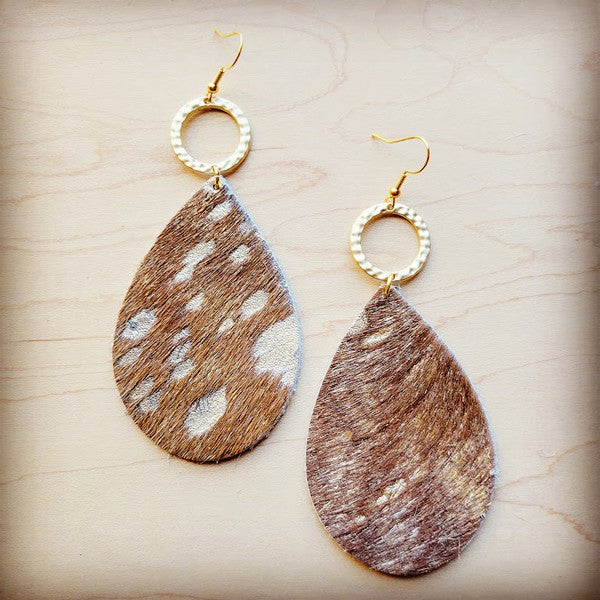 Tan Metallic w/ Gold Hoop | Earrings