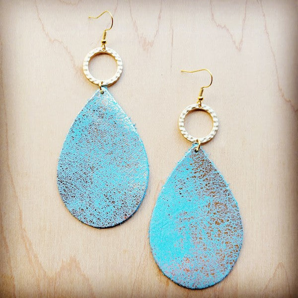 Metal Turquoise w/ Matte Gold Hoop | Earrings