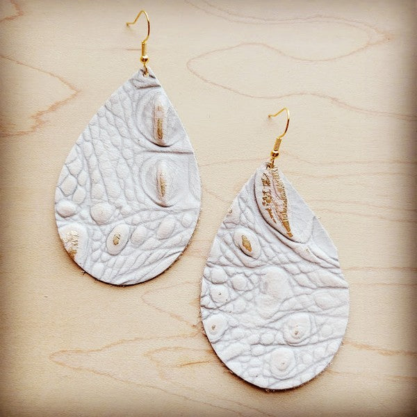 White/Gold Gator | Earrings