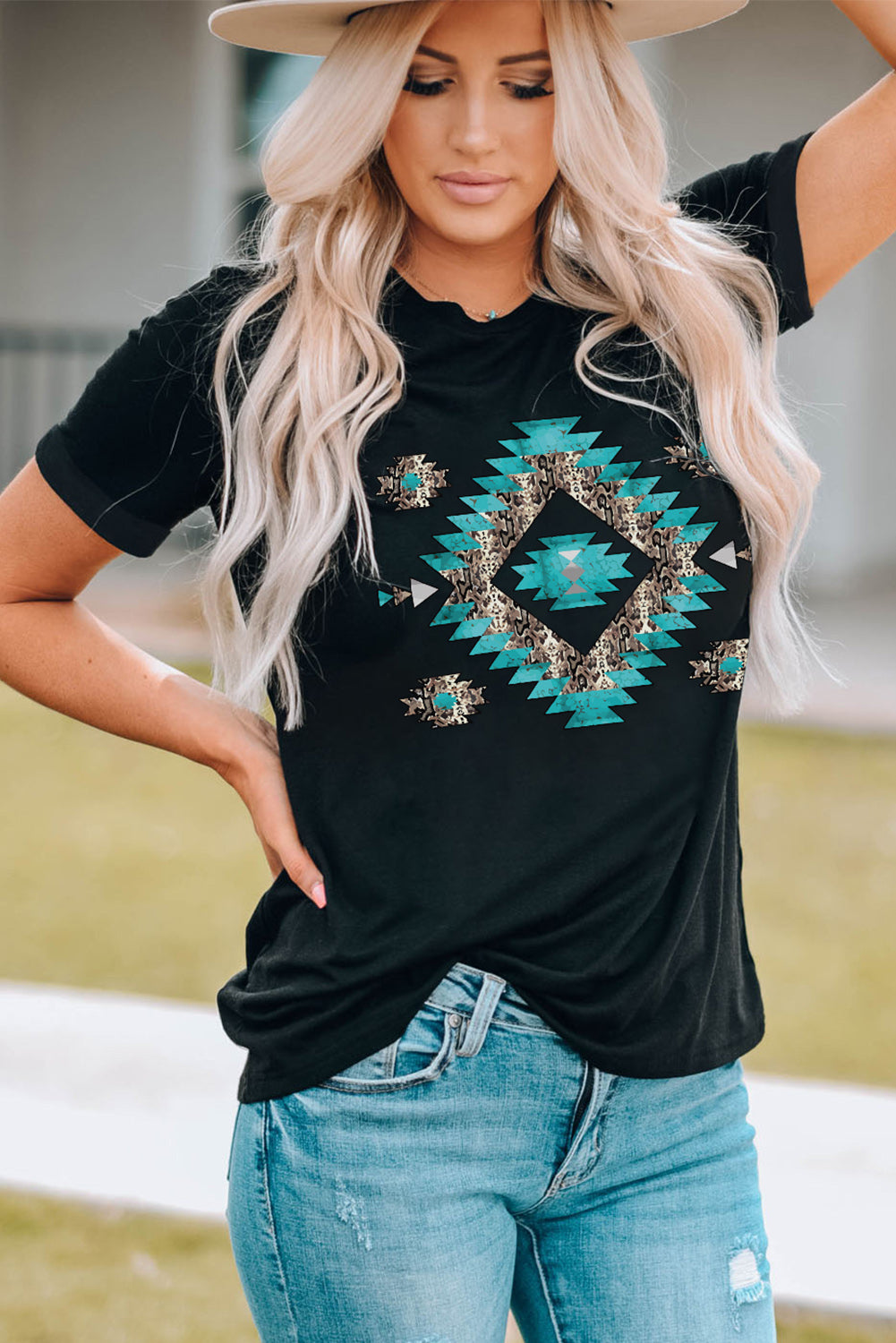 Turquoise Aztec | Graphic Tee