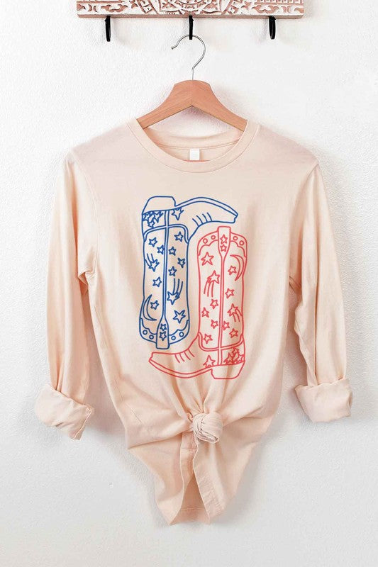 Red White and Boots | Long Sleeve Graphic Tee