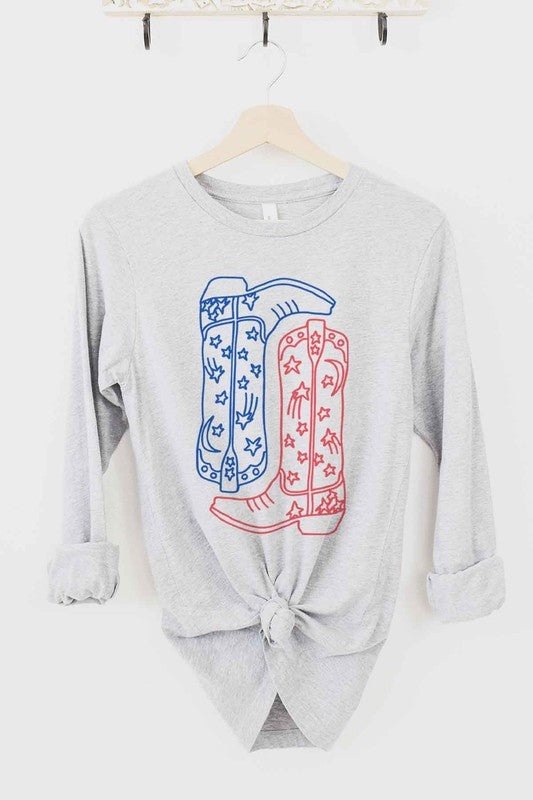 Red White and Boots | Long Sleeve Graphic Tee