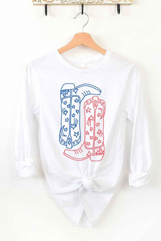 Red White and Boots | Long Sleeve Graphic Tee