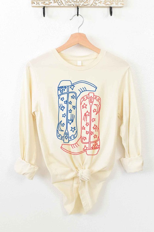 Red White and Boots | Long Sleeve Graphic Tee