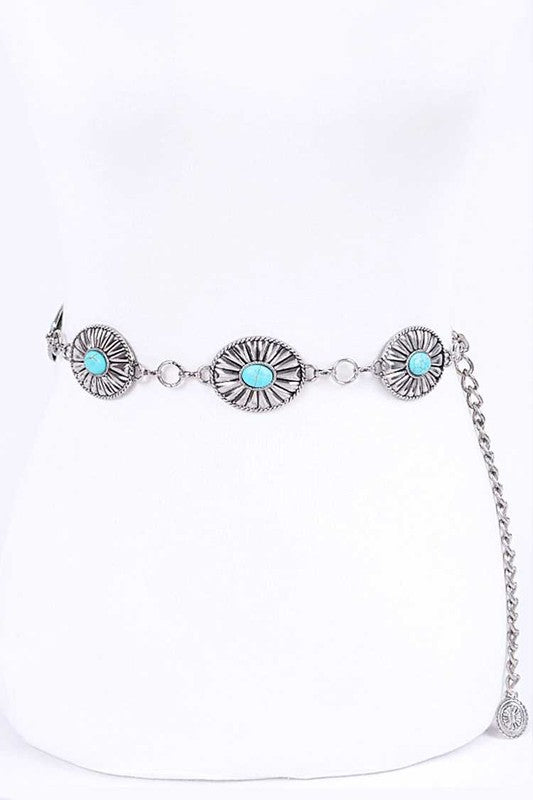 Turquoise Western Concho | Chain Belt
