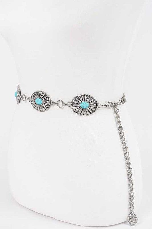 Turquoise Western Concho | Chain Belt