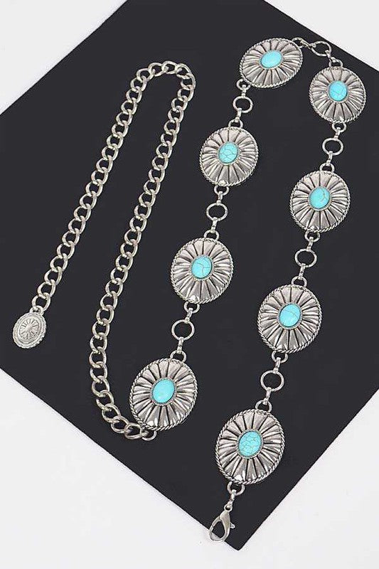 Turquoise Western Concho | Chain Belt