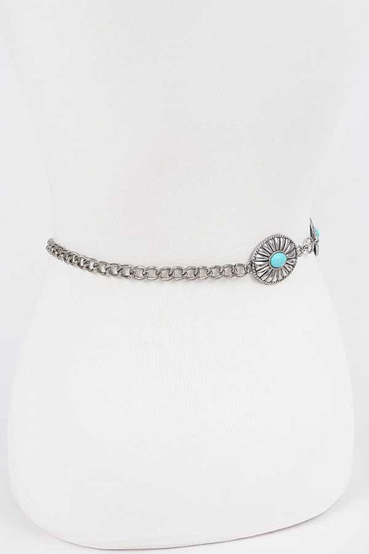 Turquoise Western Concho | Chain Belt