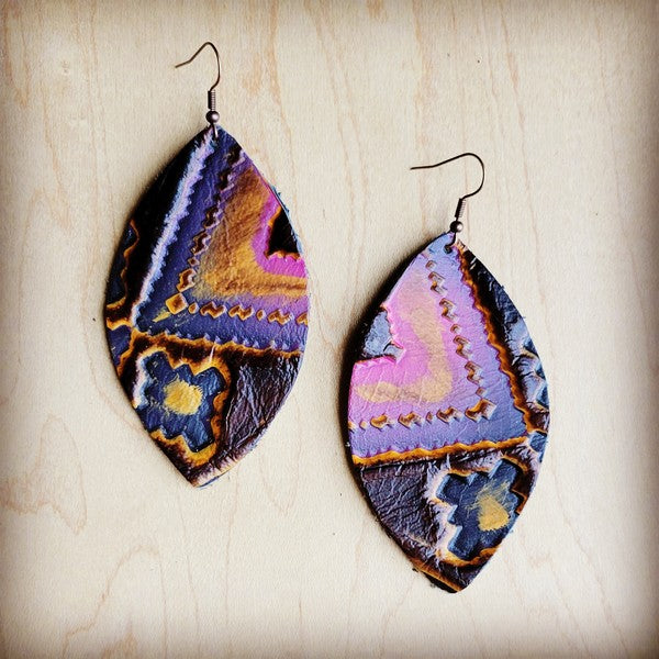 Leather Magenta Navajo | Earrings