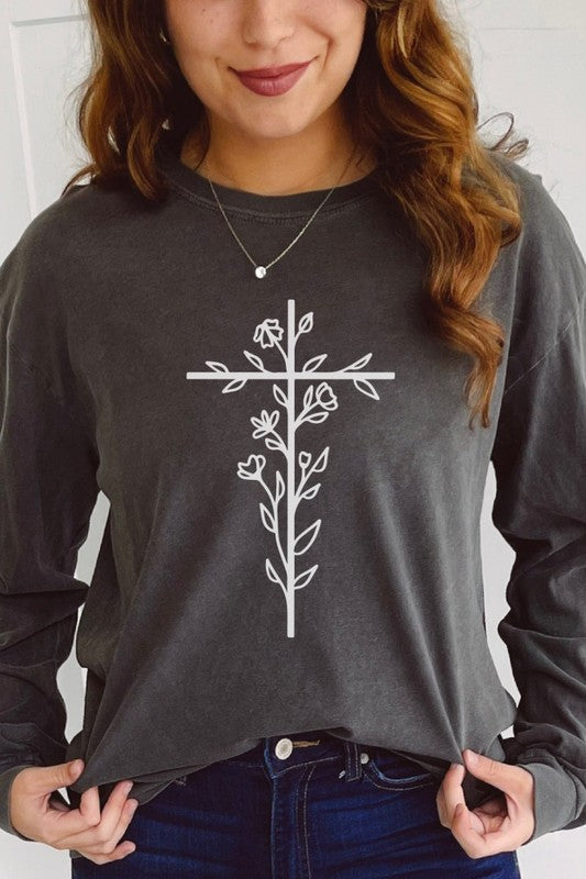 Floral Cross | Long Sleeve Graphic Tee