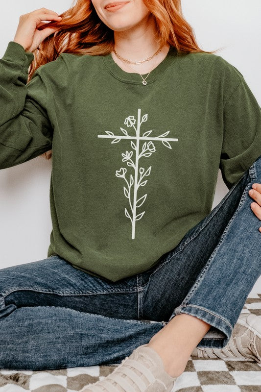 Floral Cross | Long Sleeve Graphic Tee