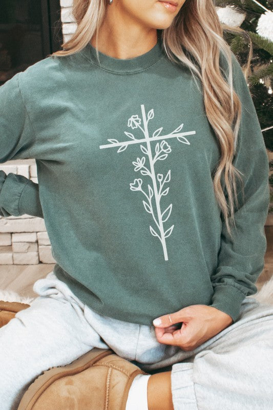 Floral Cross | Long Sleeve Graphic Tee