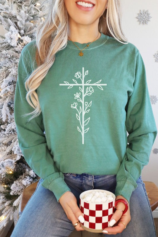 Floral Cross | Long Sleeve Graphic Tee