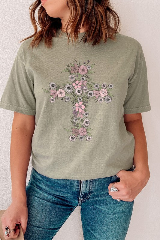 Floral Cross | Graphic Tee