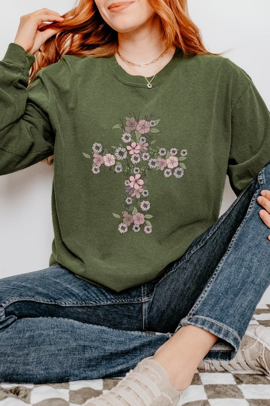 Floral Cross | Long Sleeve Graphic Tee