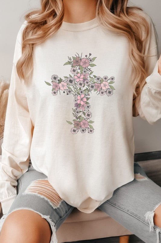 Floral Cross | Long Sleeve Graphic Tee