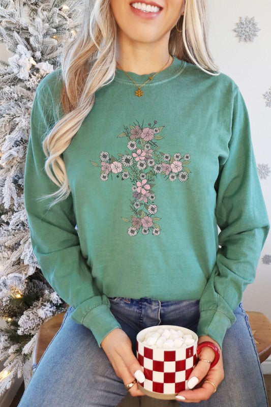 Floral Cross | Long Sleeve Graphic Tee