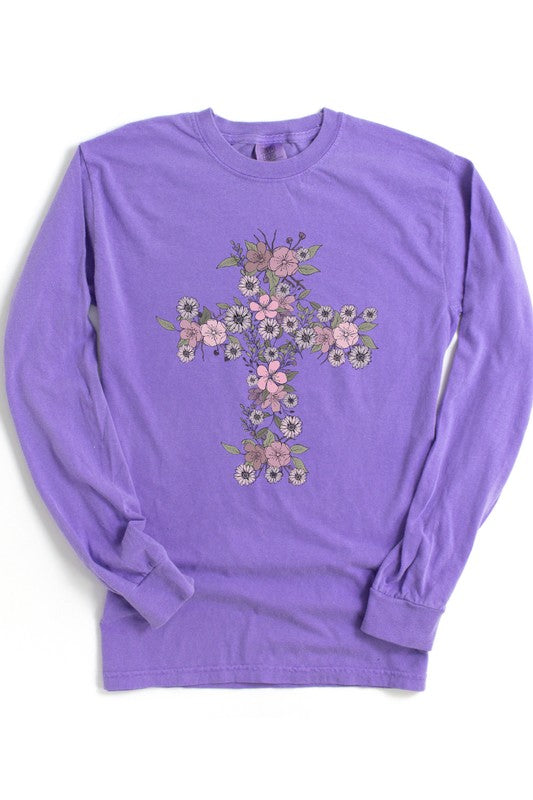 Floral Cross | Long Sleeve Graphic Tee