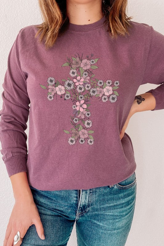 Floral Cross | Long Sleeve Graphic Tee