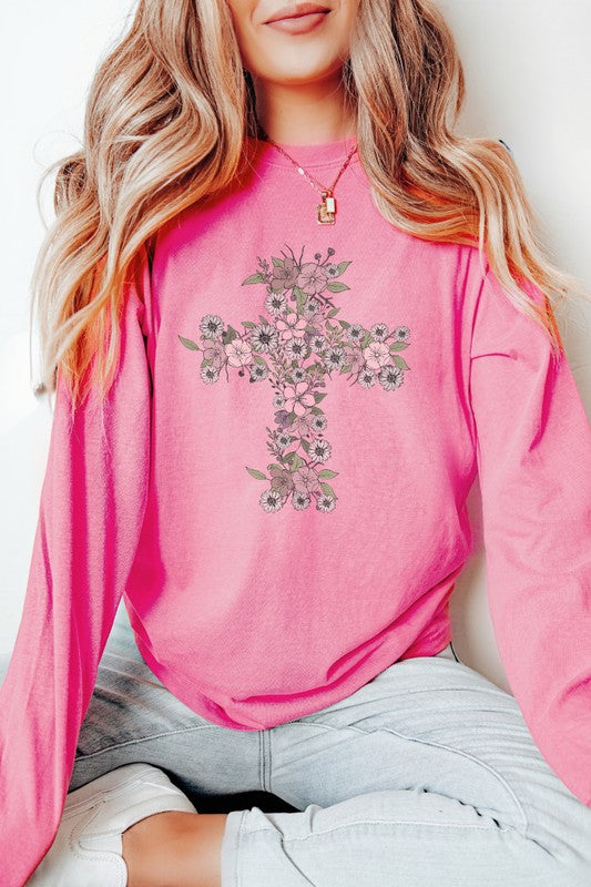 Floral Cross | Long Sleeve Tee