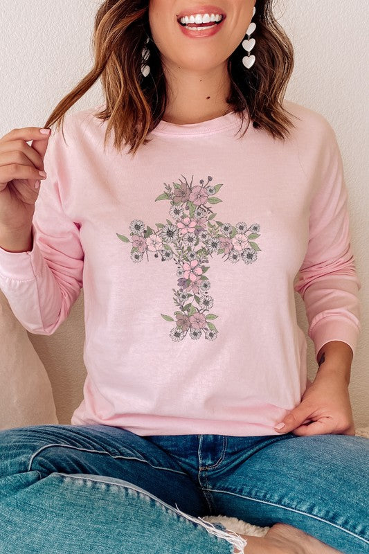 Floral Cross | Long Sleeve Tee