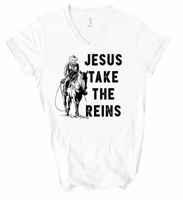 Jesus Take the Reins | V-neck Tee