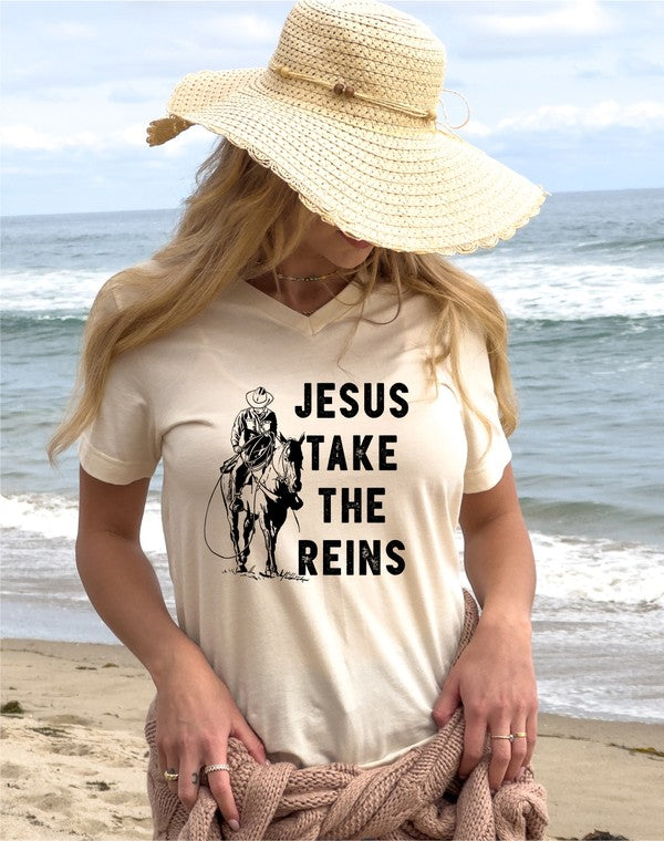 Jesus Take the Reins | V-neck Tee