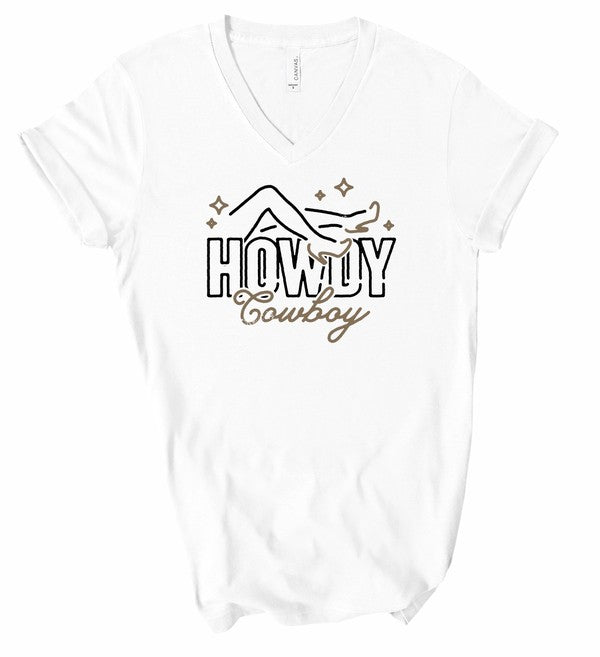 Howdy Cowboy | V-Neck Graphic Tee