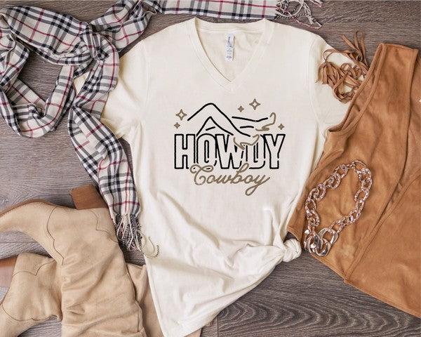 Howdy Cowboy | V-Neck Graphic Tee
