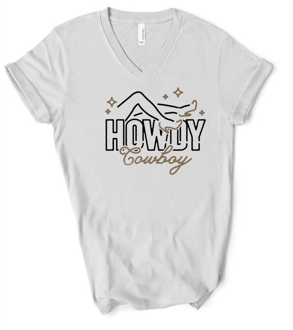 Howdy Cowboy | V-Neck Graphic Tee