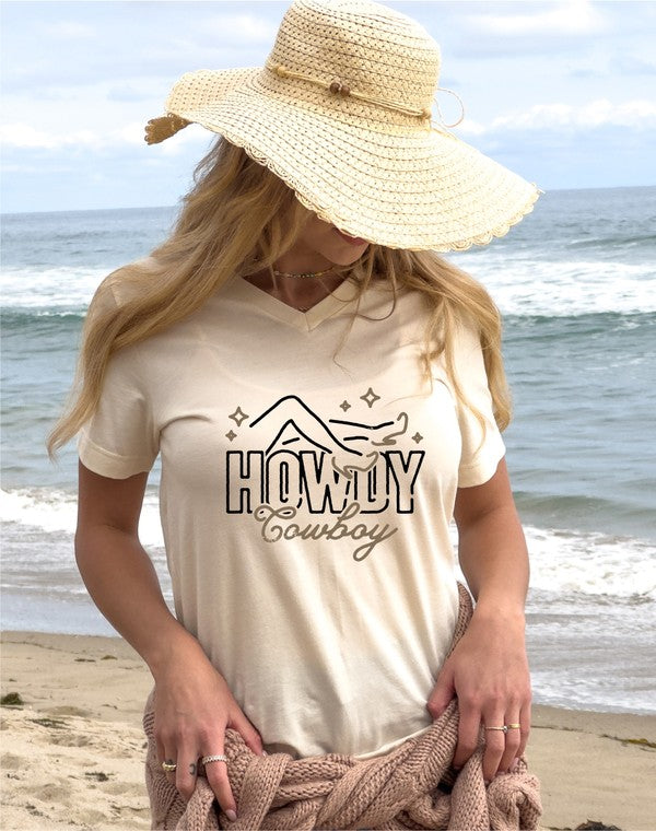 Howdy Cowboy | V-Neck Graphic Tee