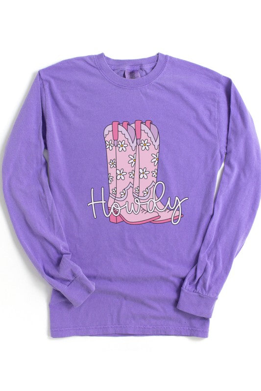 Howdy Cowboy Boots | Graphic Long Sleeve Tee